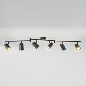 Riga - LED Plafondlamp - Zwart - 6 Spots - Draaibaar en Dimbaar - GU10 Fitting