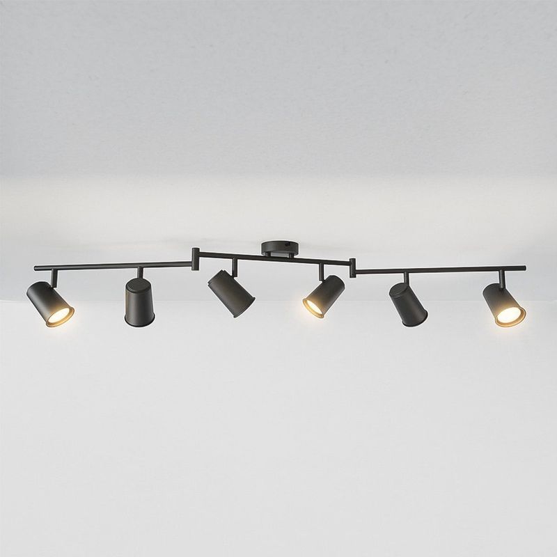 Riga - LED Plafondlamp - Zwart - 6 Spots - Draaibaar en Dimbaar - GU10 Fitting