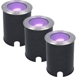 3x Lilly Smart LED Grondspot - Kantelbaar - Overrijdbaar - Rond - RVS - RGBWW - 5.5 Watt - IP67 waterdicht - 3 jaar garantie