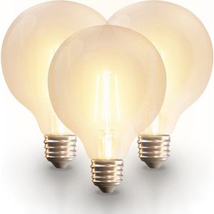 3x Smart E27 LED filament lamp - G125 - Wifi & Bluetooth - 806lm - 7 Watt - Warm wit tot koud wit