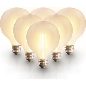 6x Smart E27 LED filament lamp - G125 - Wifi & Bluetooth - 806lm - 7 Watt - Warm wit tot koud wit