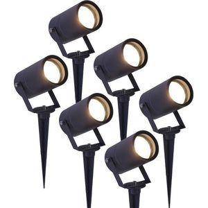 6x Spikey LED Prikspot 5 Watt  4000K antraciet IP65 waterdicht