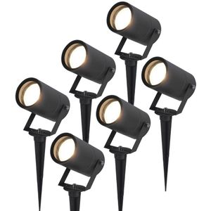HOFTRONIC - 6x Spikey LED Erdspießstrahler 5 Watt 4000K Schwarz IP65 wasserdicht