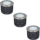 3x Sonnie LED Grondspot RVS - Rond - 3000K Warm wit  - 20 Watt - IP67 waterdicht voor buiten - 3 jaar garantie