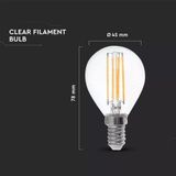 10x LED Filament lamp E14 fitting 6 Watt 800lm P45 extra warm wit 2700K