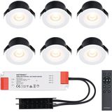 6x Cadiz - Mini 12V LED inbouwspot wit met trafo - 3 Watt - Dimbaar - IP44 waterdicht voor buiten - 2700K Warm wit - Lage inbouwdiepte 26mm - Voor veranda, badkamer, carport en binnenruimtes