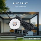 8x Cadiz - Mini 12V LED inbouwspot wit met trafo - 3 Watt - Dimbaar - IP44 waterdicht voor buiten - 2700K Warm wit - Lage inbouwdiepte 26mm - Voor veranda, badkamer, carport en binnenruimtes