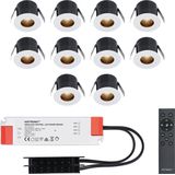 10x Olivia - Mini 12V LED inbouwspot wit met trafo - Verzonken - 3 Watt - Dimbaar - IP44 waterdicht voor buiten - 2700K Warm wit - Lage inbouwdiepte 36mm - Voor veranda, badkamer, carport en binnenruimtes