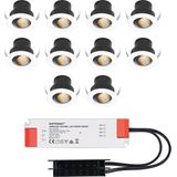 Set van 10 12V 3W - Mini LED Inbouwspot - Wit - Kantelbaar & verzonken - Verandaverlichting - IP44 voor buiten - 2700K - Warm wit