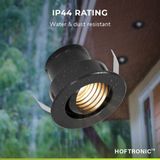 Set van 12 12V 3W - Mini LED Inbouwspot - Zwart - Kantelbaar & verzonken - Verandaverlichting - IP44 voor buiten - 2700K - Warm wit