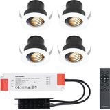 Set van 4 12V 3W - Mini LED Inbouwspot - Wit - Dimbaar - Kantelbaar & verzonken - Verandaverlichting - IP44 voor buiten - 2700K - Warm wit