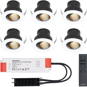 Set van 6 12V 3W - Mini LED Inbouwspot - Wit - Dimbaar - Kantelbaar & verzonken - Verandaverlichting - IP44 voor buiten - 2700K - Warm wit