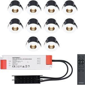 Set van 10 Betty LED Mini Inbouwspots met Trafo - 12 Volt 3 Watt 140 lumen - Dimbaar - Verzonken - Plat 37mm - 2700K - IP44 waterdicht - Wit - Veranda spotjes - overkapping spotjes