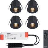 4x Betty zwarte LED Inbouwspots complete set - Dimbaar - 12V - 3 Watt - Veranda verlichting - voor binnen en buiten - 2700K warm wit