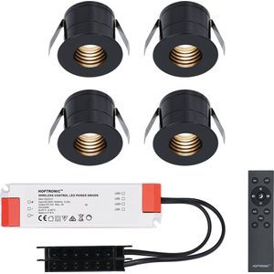 4x Betty zwarte LED Inbouwspots complete set - Dimbaar - 12V - 3 Watt - Veranda verlichting - voor binnen en buiten - 2700K warm wit