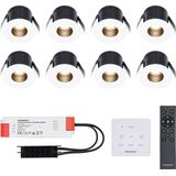 8x Betty witte LED Inbouwspots complete set met muurdimmer - 12V - 3 Watt - Veranda verlichting - voor buiten - 2700K warm wit