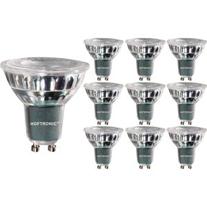 HOFTRONIC - Voordeelpack 10x GU10 LED spots 5 Watt 400 lumen - 2700K Warm wit licht - Vervangt 50 Watt - Gemaakt van glas - Dimbaar - LED GU10 lampen voordeelverpakking