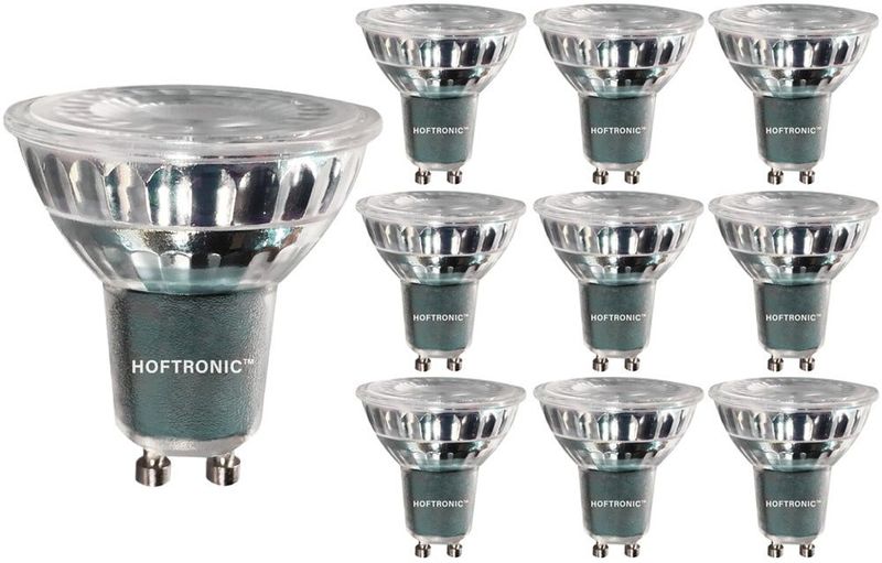 HOFTRONIC Voordeelpack 10x GU10 LED Spots 5W 400lm - 2700K Warm Wit - Glas - Dimbaar