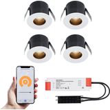 4x Olivia witte Smart LED Inbouwspots complete set - Wifi & Bluetooth - 12V - 3 Watt - 2700K warm wit