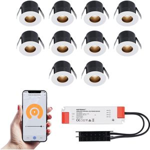 10x Olivia witte Smart LED Inbouwspots complete set - Wifi & Bluetooth - 12V - 3 Watt - 2700K warm wit