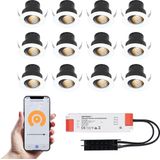 12x Medina witte Smart LED Inbouwspots complete set - Wifi & Bluetooth - 12V - 3 Watt - 2700K warm wit