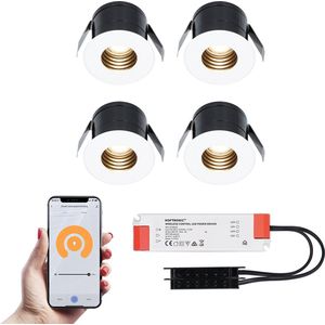 4x Betty witte Smart LED Inbouwspots complete set - Wifi & Bluetooth - 12V - 3 Watt - 2700K warm wit