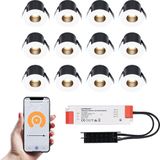 12x Betty witte Smart LED Inbouwspots complete set - Wifi & Bluetooth - 12V - 3 Watt - 2700K warm wit