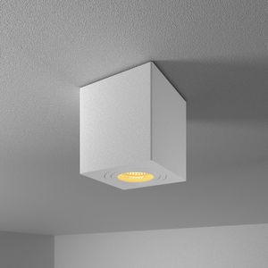 Gibbon LED opbouw plafondspot - Vierkant - IP65 waterdicht - 2700K Warm wit lichtkleur GU10 - Plafondlamp geschikt voor badkamer - Wit