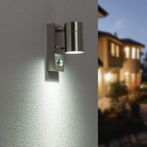 Mason wandlamp - 6000K daglicht wit - Bewegingsmelder en schemerschakelaar - RVS - IP44 spatwaterdicht - Spotlight voor binnen en buiten - RVS