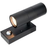 6x Blenda wandlamp - 2700K warm wit - Bewegingsmelder en schemerschakelaar - Zwart - IP44 spatwaterdicht - Up & Downlight voor buiten