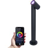 Amy smart sokkellamp - RGBWW - WiFi & Bluetooth - GU10 lichtbron - 45 cm - Padverlichting - Tuinspot - Voor buiten - Dimbaar via app - Kantelbaar - Google Assistant & Amazon Alexa - Zwart