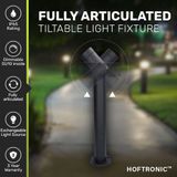 Aspen double LED sokkellamp 45cm - Kantelbaar - incl. 2x GU10 - 2700K Warm wit - IP65 Buitenlamp geschikt als padverlichting - Zwart