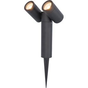 Pinero double dimbare LED prikspot - 2700K warm wit - GU10 - 5 Watt - Kantelbaar - Tuinspot - Voor buiten en binnen - Zwart - 3 jaar garantie