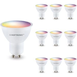Set van 10 GU10 SMART LED - RGBWW - Wifi & Bluetooth - 5.5 Watt - 400lm - 120° - Dimbaar via App