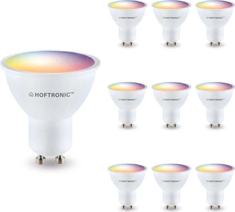 Set van 10 GU10 SMART LED - RGBWW - Wifi & Bluetooth - 5.5 Watt - 400lm - 120° - Dimbaar via App
