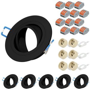 Set van 6 Pedro GU10 Inbouwspot armaturen IP20 Kantelbaar zwart