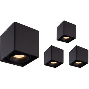 HOFTRONIC - 4er-Set Dimmbare LED Deckenaufbaustrahler Esto 2700K GU10 Schwarz IP20 Schwenkbar