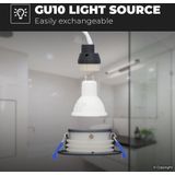 Set van 3 Lima LED inbouwspots - Kantelbaar - 2700K - Warm wit - IP65 waterdicht en stofdicht - Buiten - Badkamer - GU10 verwisselbare lichtbron - 5 Watt - Veiligheidsglas - Zwart - 2 jaar garantie