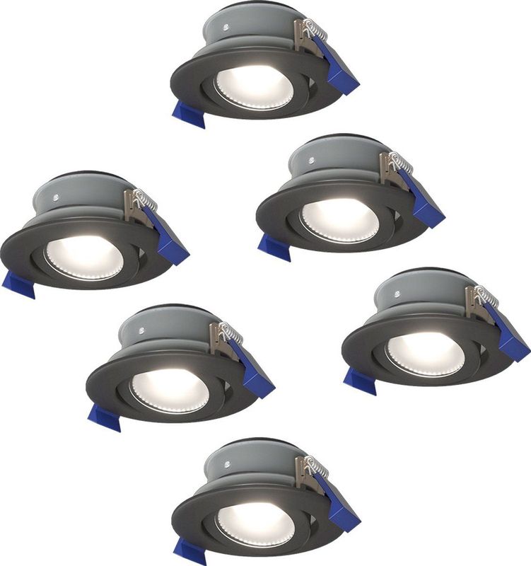 Lima - Set van 6 LED Inbouwspots - Zwart - 4 Watt - Dimbaar - IP64 Waterdicht