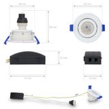 Lima - LED Inbouwspot - Wit - 4 Watt - 345 Lumen - Dimbaar - Kantelbaar - IP64 Waterdicht