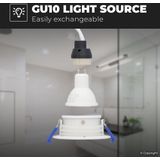 Set van 6 Lima LED inbouwspots - Kantelbaar - 4000K - Neutraal wit - IP65 waterdicht en stofdicht - Buiten - Badkamer - GU10 verwisselbare lichtbron - 5 Watt - Veiligheidsglas - Wit - 2 jaar garantie