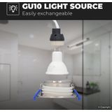 Set van 3 Lima LED inbouwspots - Kantelbaar - 2700K - Warm wit - IP65 waterdicht en stofdicht - Buiten - Badkamer - GU10 verwisselbare lichtbron - 5 Watt - Veiligheidsglas - RVS - 2 jaar garantie