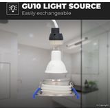 Set van 3 Lima LED inbouwspots - Kantelbaar - 4000K - Neutraal wit - IP65 waterdicht en stofdicht - Buiten - Badkamer - GU10 verwisselbare lichtbron - 5 Watt - Veiligheidsglas - RVS - 2 jaar garantie