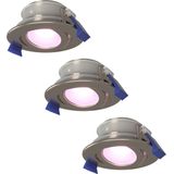 Set van 3 Smart Lima LED inbouwspots - Kantelbaar - Dimbaar - RGBWW - IP65 waterdicht en stofdicht - Buiten - Badkamer - GU10 verwisselbare lichtbron - 5 Watt - Veiligheidsglas - RVS - 2 jaar garantie