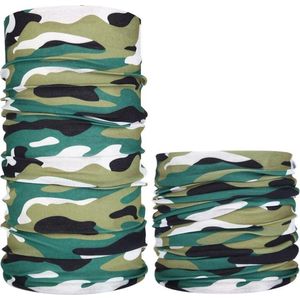 Fako Fashion® - Colsjaal - Gezichtsmasker - Bandana - Nekwarmer - Sjaal - Col - Microfiber Faceshield - Camouflage GWZ