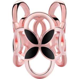 Fako Bijoux�® - Sjaalklem - Sjaal Klem - Sjaal Ring - Tube - Zwart - 22x26mm - Rosé Goudkleurig