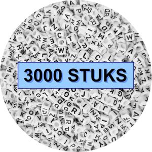 Fako Bijoux® - Letterkralen Vierkant Bulk - Letter Beads - Alfabet Kralen - Sieraden Maken - 3000 Stuks - Wit