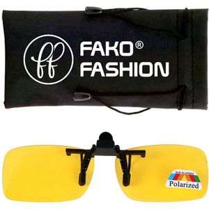 Fako Fashion® - Clip On Voorzet Zonnebril - Overzet Clip-on - Polariserend - Polarized - Large - 133x40mm - Geel