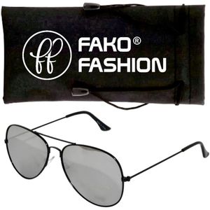 Fako Fashion® - Piloten Zonnebril - Pilotenbril - Piloot Zonnebril - Heren Zonnebril - Dames Zonnebril - Zwart - Zilver