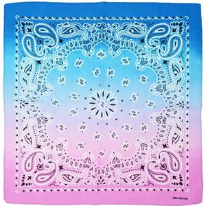 Fako Fashion® - Paisley Bandana - Tri Tone - Tricolore - 3-Kleurig - Blauw-Lichtblauw-Roze